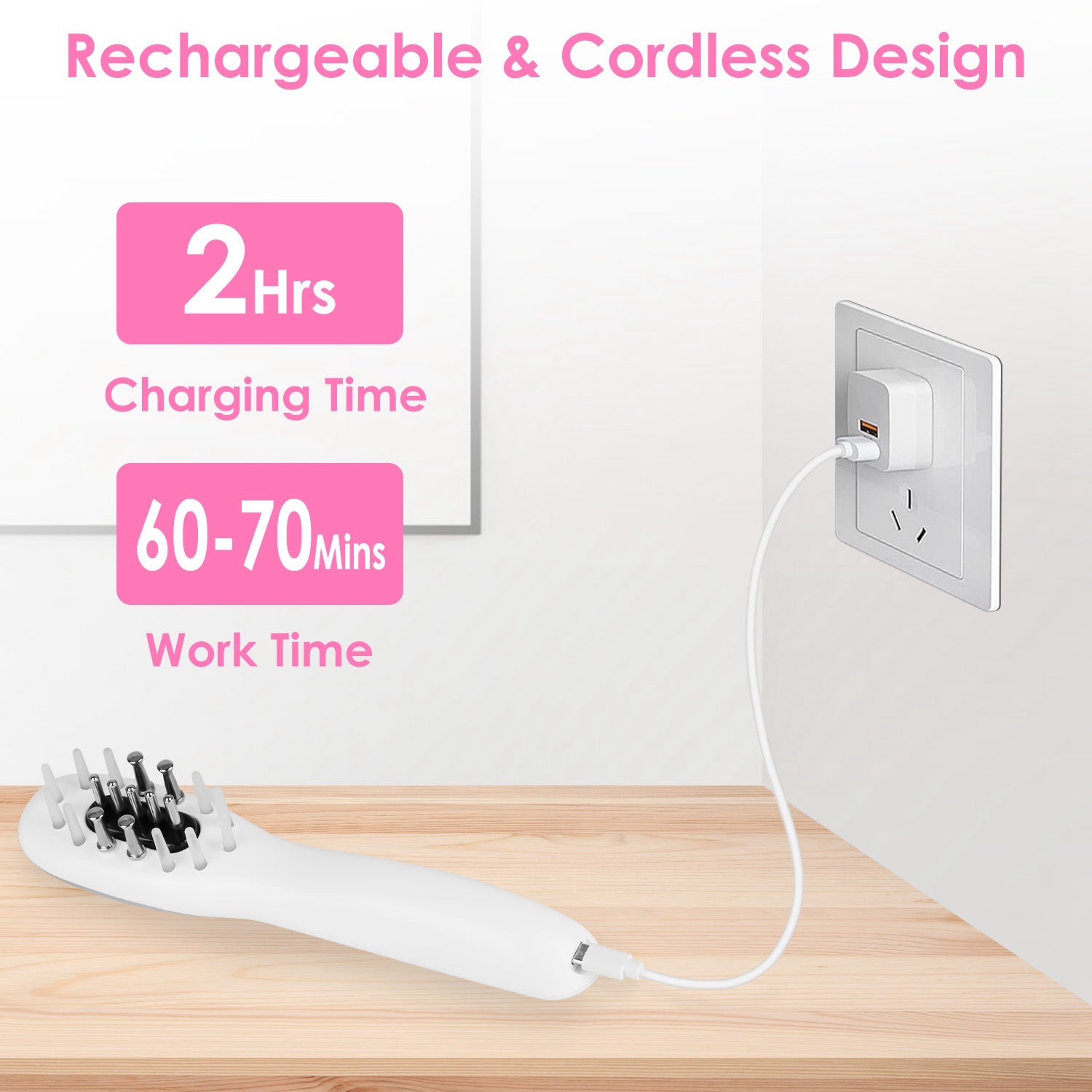 1Pc Electric Scalp Massage Comb Microcurrent Hair Brush Handheld Head Scratcher Massager Hair Oil Applicator With Vibration Micro-Current Mode Red &amp; Blue Light Therapy Oil Applicator