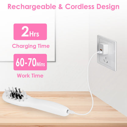 1Pc Electric Scalp Massage Comb Microcurrent Hair Brush Handheld Head Scratcher Massager Hair Oil Applicator With Vibration Micro-Current Mode Red &amp; Blue Light Therapy Oil Applicator