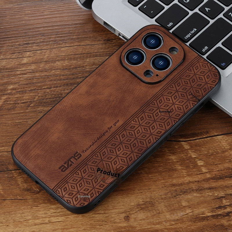 Phone Case New Skin Sensitive Printing Leather Pattern Drop-resistant Business Protective Shell