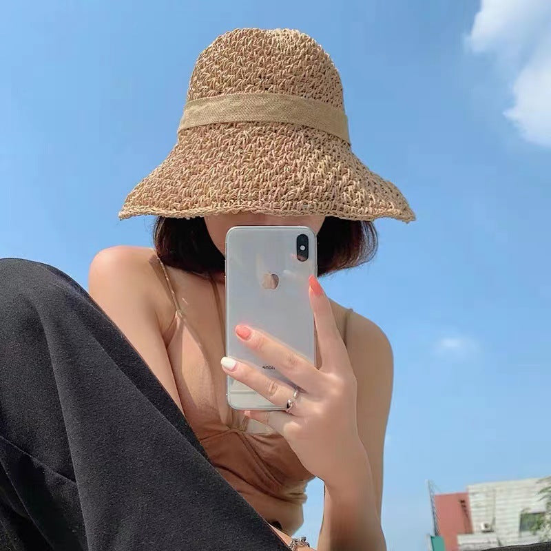 Simple Bow Japanese All-match Shade Straw Hat