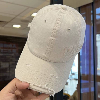Washed Denim With Hole Baseball Cap Female Peaked Cap