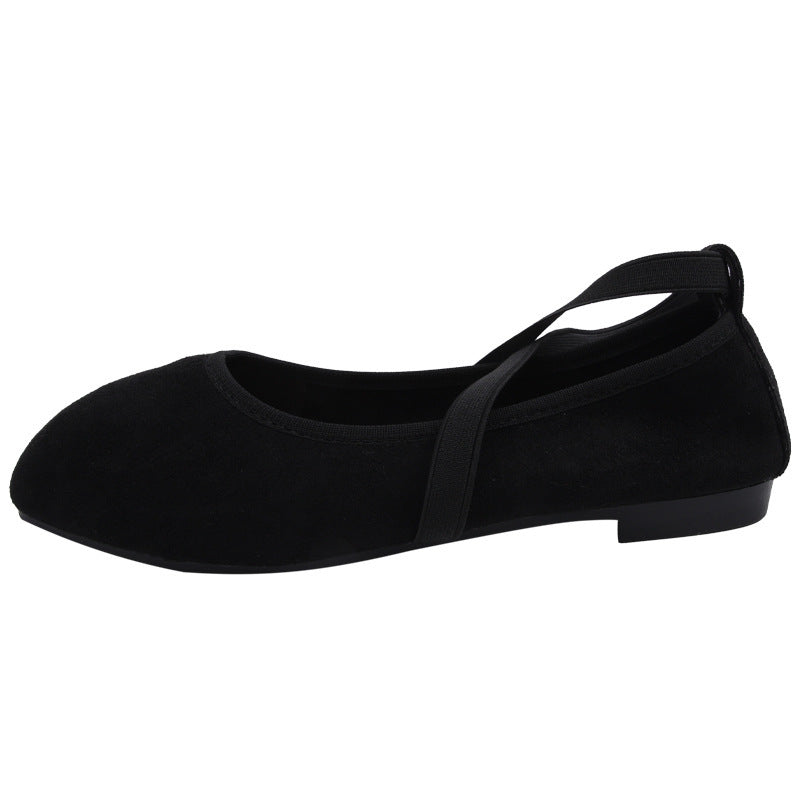 Womens Solid Color Versatile Low-cut Flat Shoes