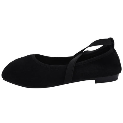 Womens Solid Color Versatile Low-cut Flat Shoes