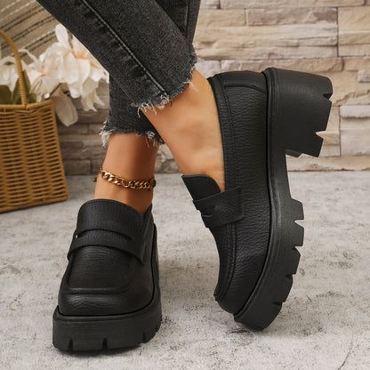 All-Match Platform Leather Shoes One Pedal Shoes
