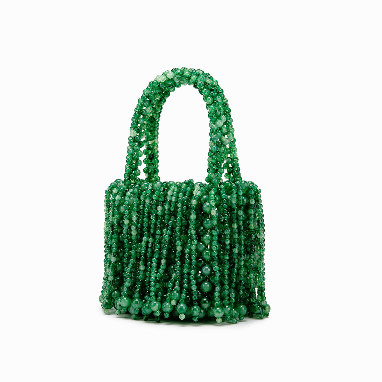 Handmade Dual-color Amber Acrylic Cat-eye Bead Pure braided Bag