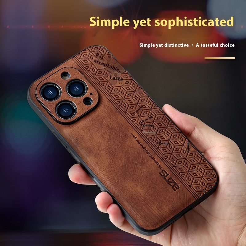 Phone Case New Skin Sensitive Printing Leather Pattern Drop-resistant Business Protective Shell