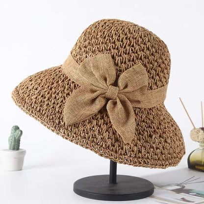 Simple Bow Japanese All-match Shade Straw Hat