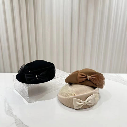 Hepburn Style Autumn And Winter Woolen Shaping Billycock Female French Style