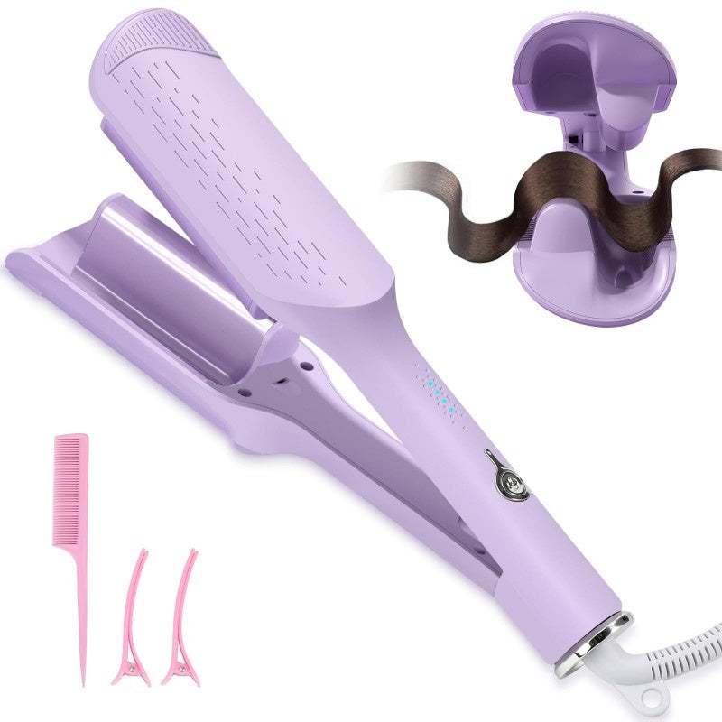 Curling Iron Hair Crimper Waver, 1.25 Inch Rovy Wave Curling Iron With Anti-Scald, Ionic Deep Waver Hair Curler Tool With Ceramic 2 Barrel For Women, 32mm Beach Waves With 30 Min Auto Shut Off