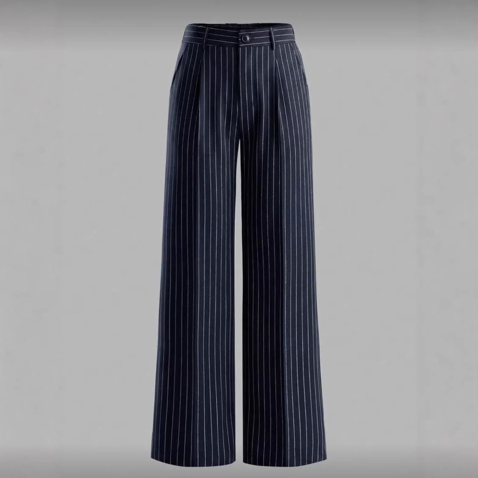 Versatile And Minimalist Striped High Waisted Straight Leg Women&