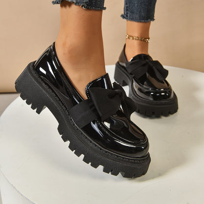 Bow-tie Loafer Shoes For Women Vintage Style