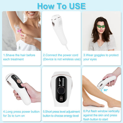 1Pc Laser Hair Removal For Woman Man Ice Cooling Permanent IPL Hair Remover With Painless 999999 Flashes Home Use Lasting Hair Reduction For Armpits Legs Arms Bikini Line