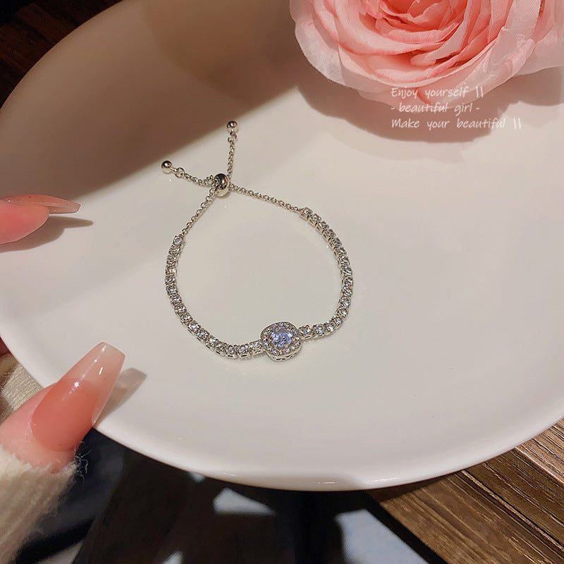 Exquisite Full Zircon Bracelet For Women, Light Luxury Niche Design, Square Zircon Bangle, Gift For  &amp; Best Sisters Jewelry