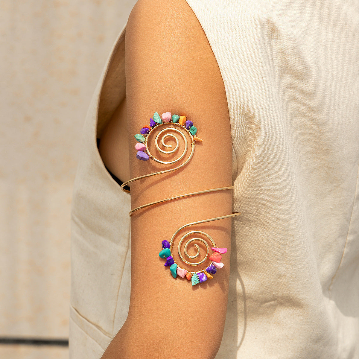 Gravel Ring Beaded Opening Bracelet