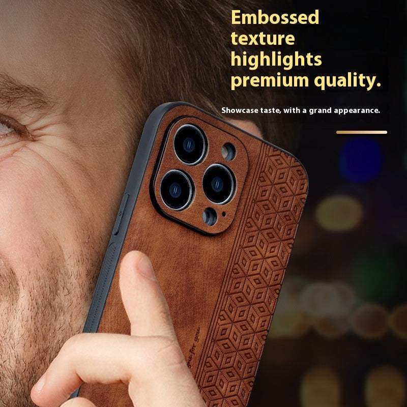 Phone Case New Skin Sensitive Printing Leather Pattern Drop-resistant Business Protective Shell