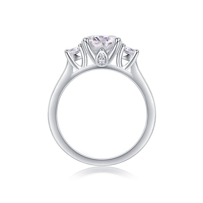 Large Diamond Ring Luxury Fashion Set Moissanite Silver Ring