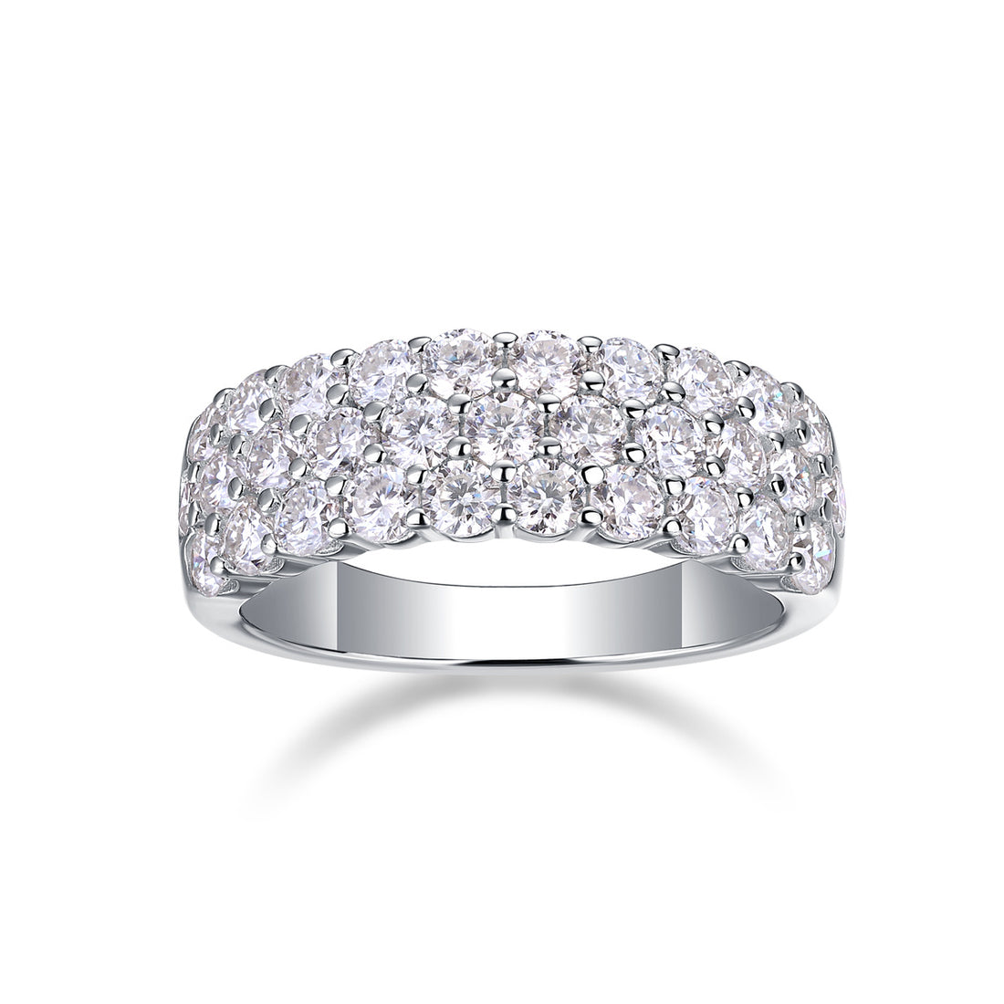 Multi-row Diamond Ring Luxury Fashion Set Moissanite Silver Ring