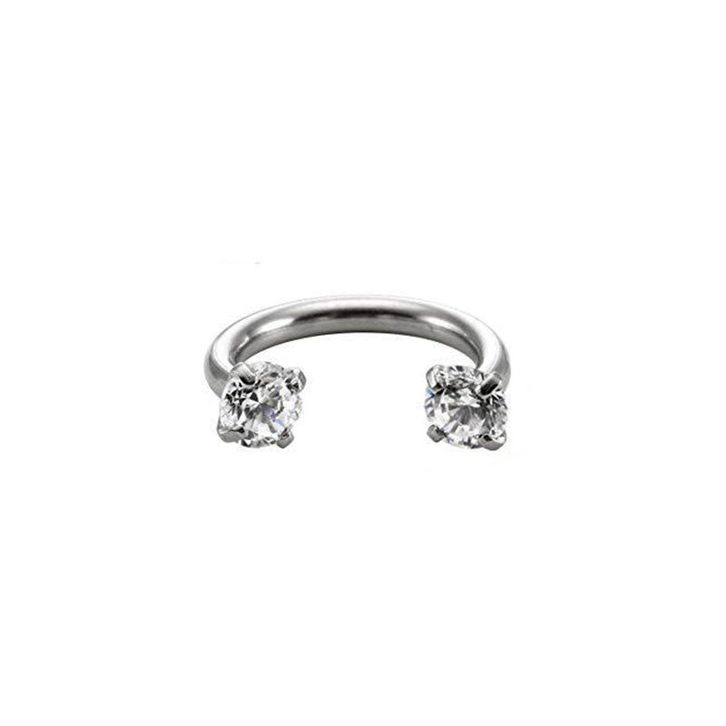 Stainless Steel Hoop Earrings With Diamond-encrusted Zircon Studs For Cartilage Piercings