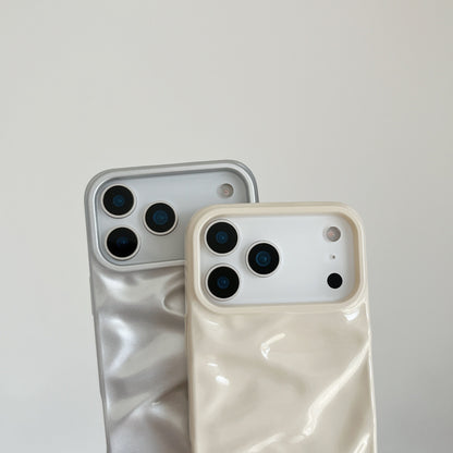 High-grade Cream White Pleated Pattern Phone Case