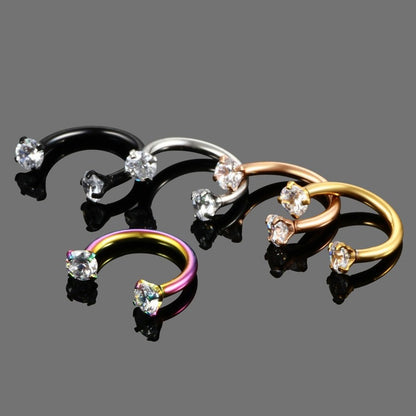 Stainless Steel Hoop Earrings With Diamond-encrusted Zircon Studs For Cartilage Piercings