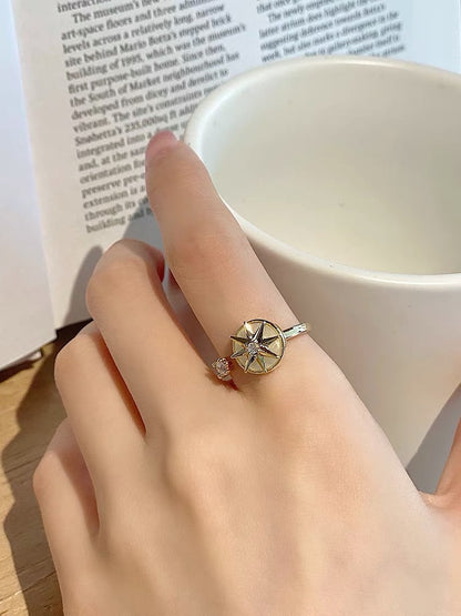 Rotating Mansard Ring  Ring Rotatable Double Resin Zircon Ring