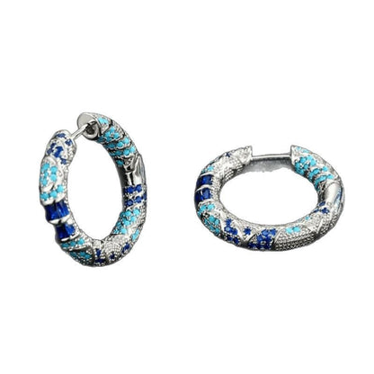 Fashion Retro Ethnic Style Blue Enamel Ear Ring