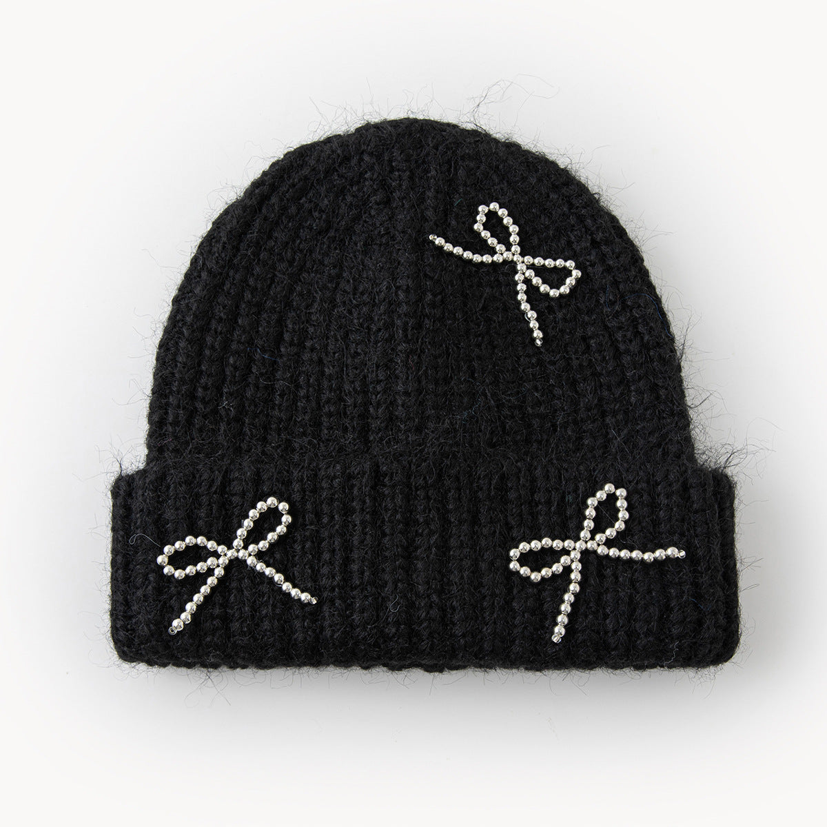 New AutumnWinter Solid-Color Bow-Knot All-Match Knitted Hat