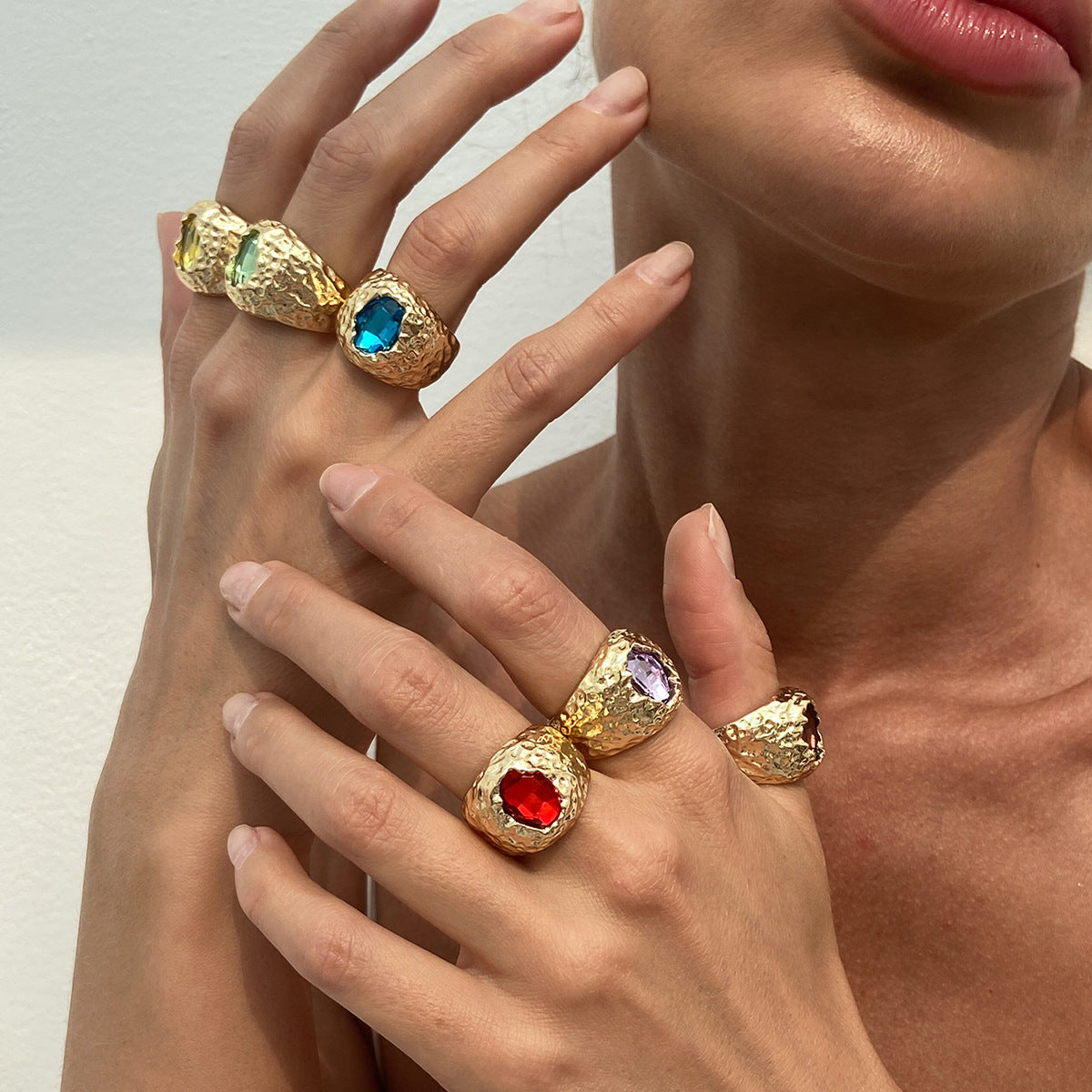 Geometric Diamond Diamond Ring Metal Ring