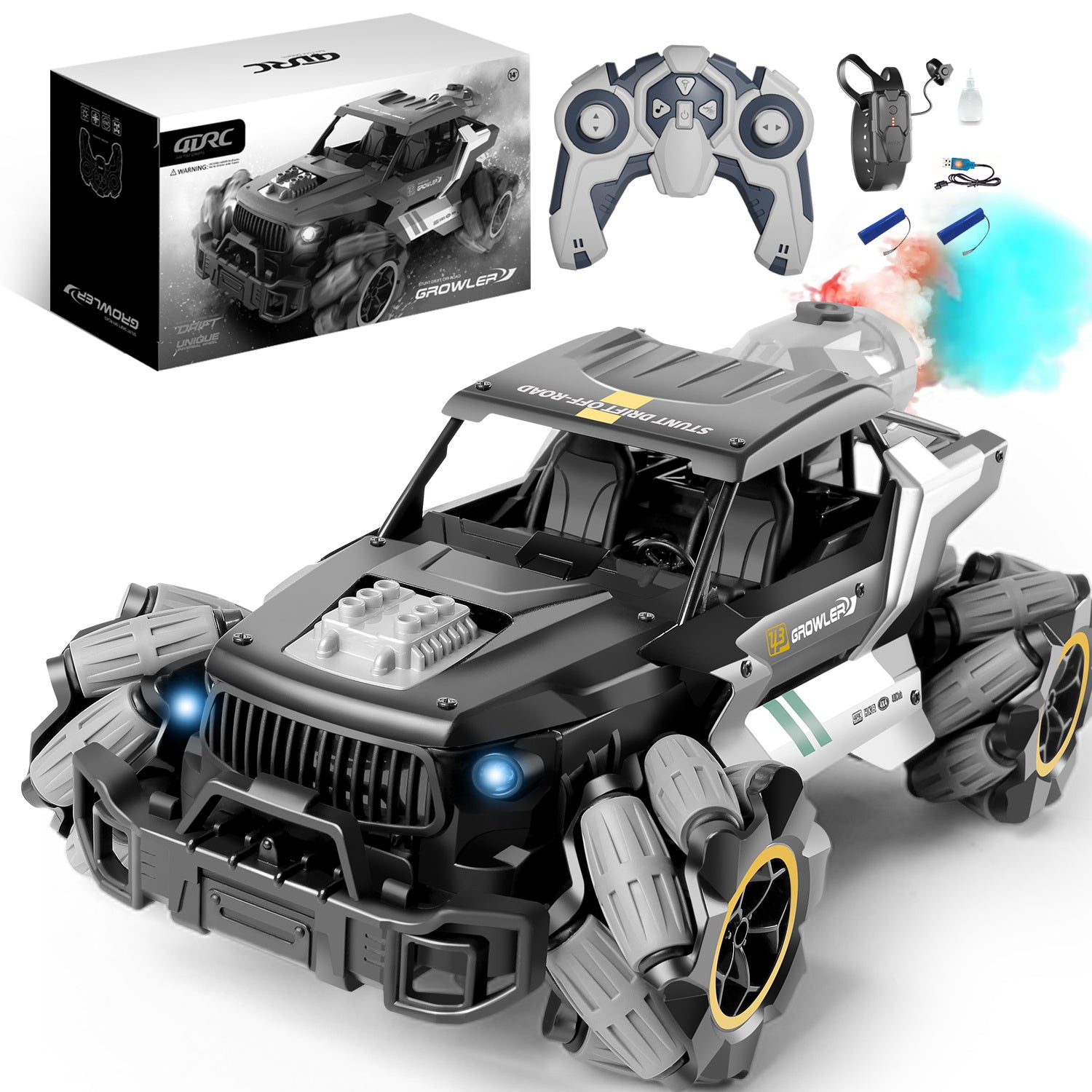 4DRC Remote Control Truck With Spray&amp;Light, Dual Motors Off Road RC Car, 2.4Ghz 4WD 360 Rock Crawler,Hand Controlled Gesture,Toy For Kids Adults.Logistics Is Randomly Sent By UPS,USPS,fedex