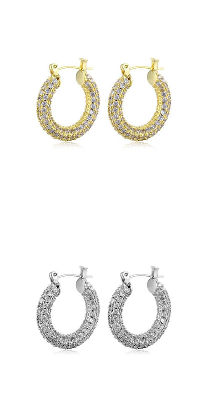 Personality Circle Rhinestone Earrings Micro Inlaid Zircon Ear Ring