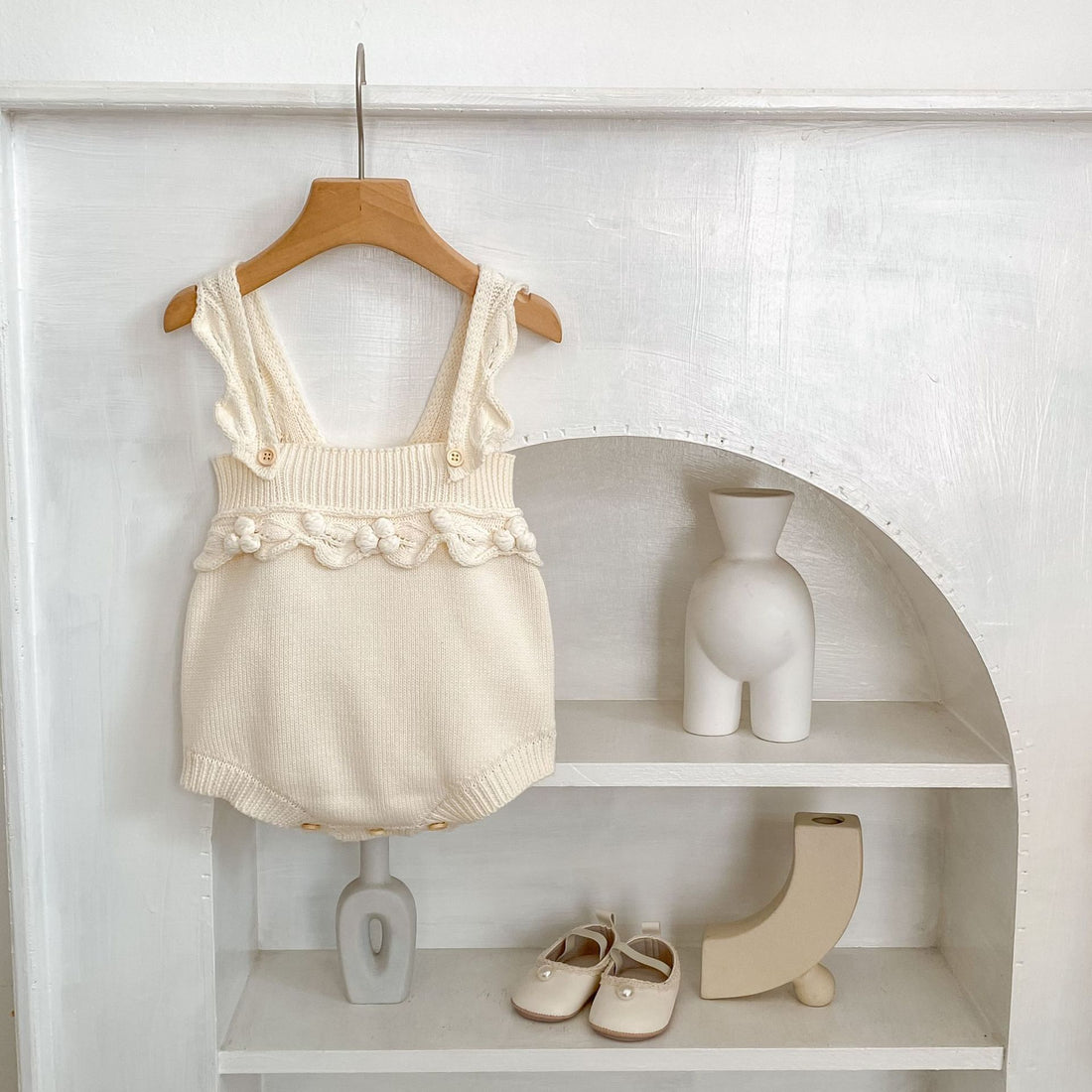 Infant Hand Crocheting Ball Strap Onesie