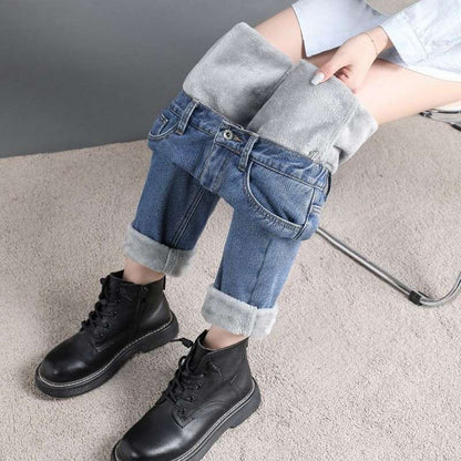 High Waist Elastic Waist Jeans