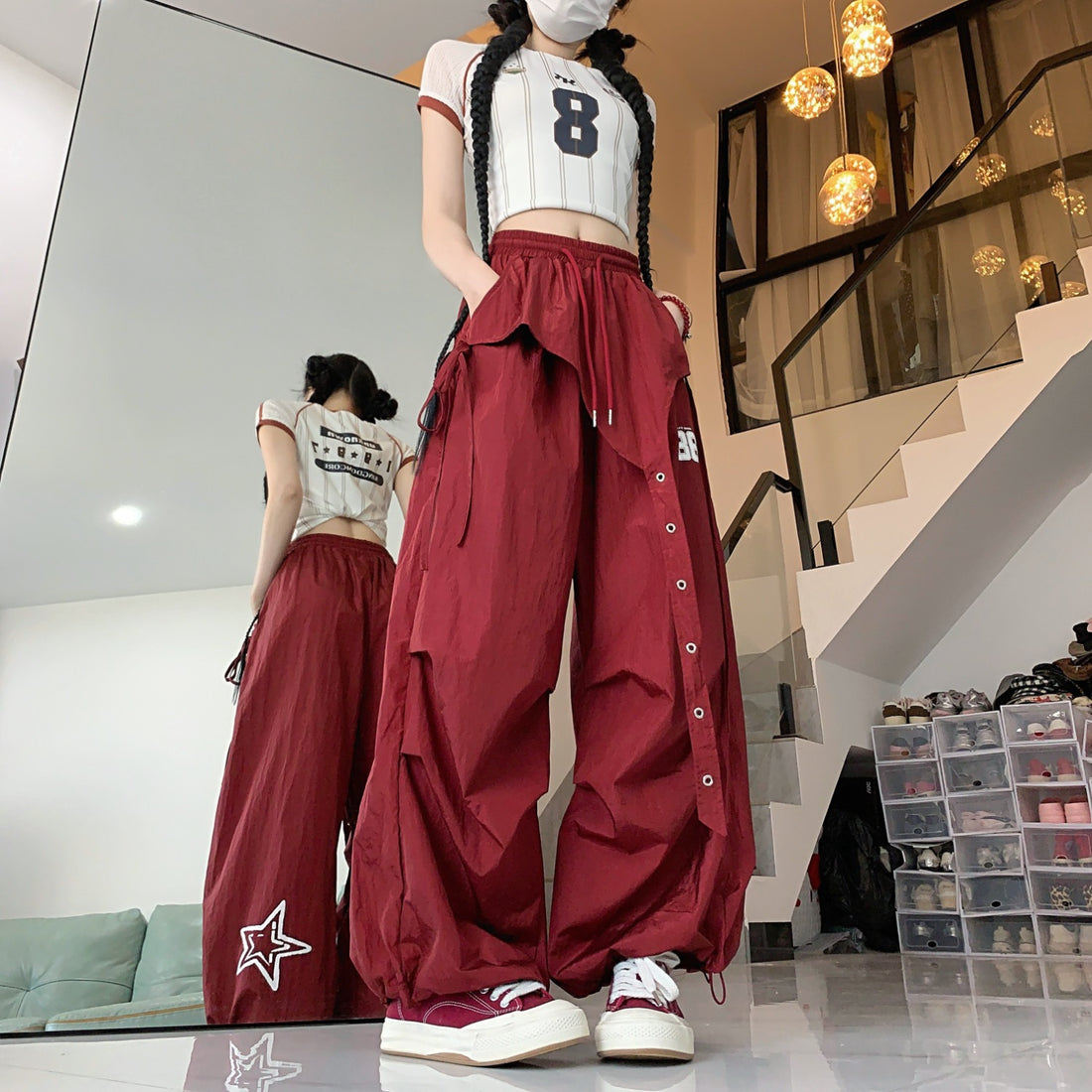 American-style Hip-hop Quick-dry Wide-leg Pants Women&
