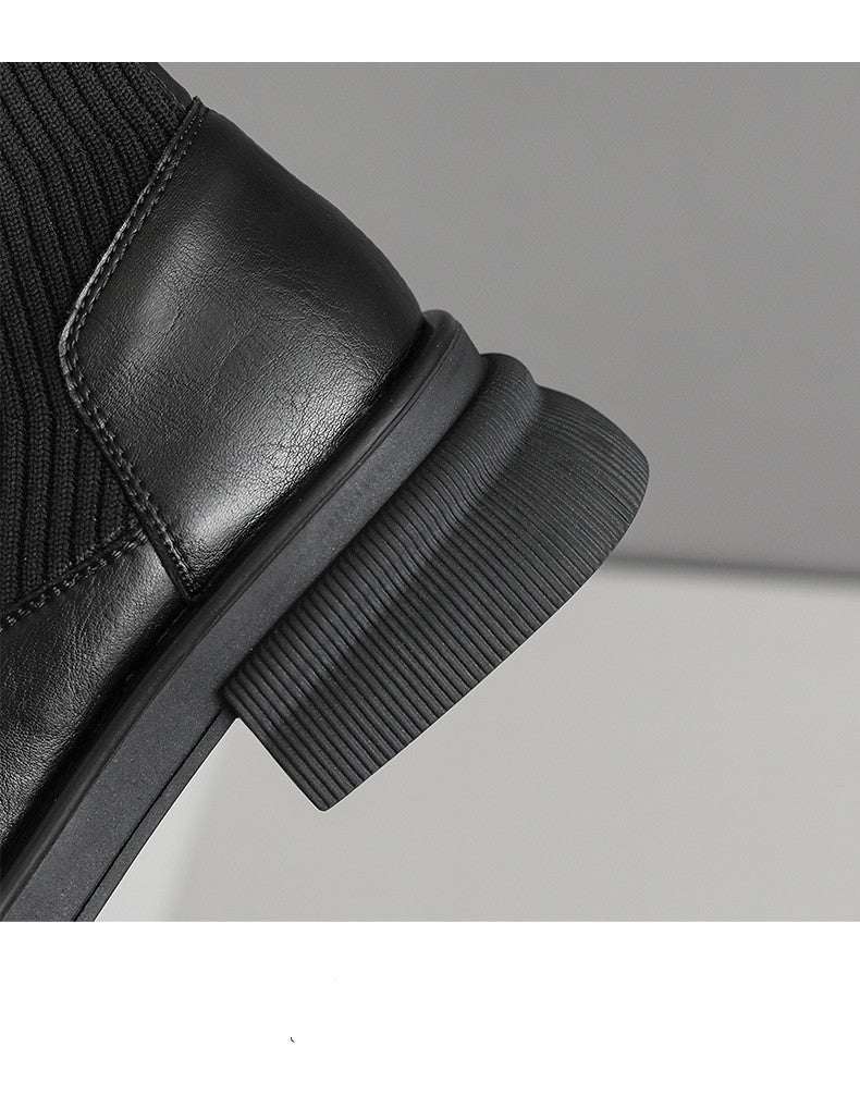 British Thick Sole Martin Boots Chunky Heel Elastic Socks