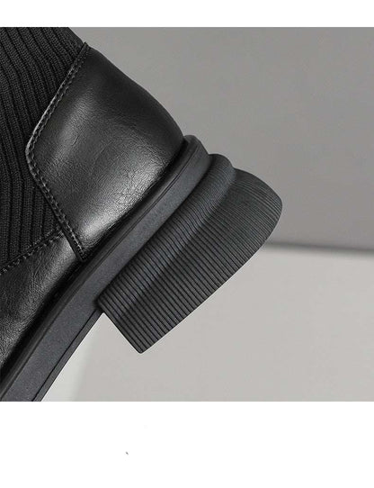 British Thick Sole Martin Boots Chunky Heel Elastic Socks