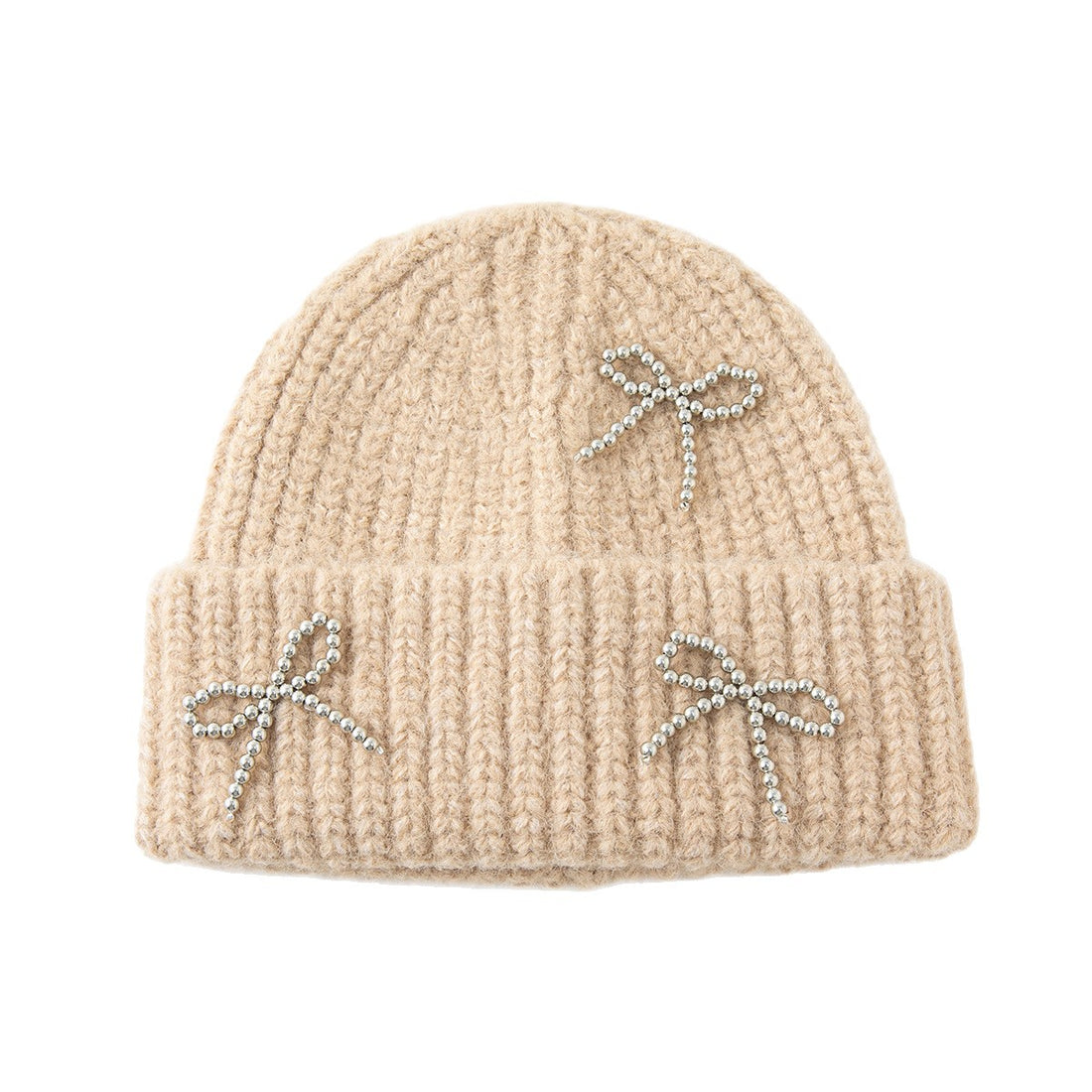 New AutumnWinter Solid-Color Bow-Knot All-Match Knitted Hat