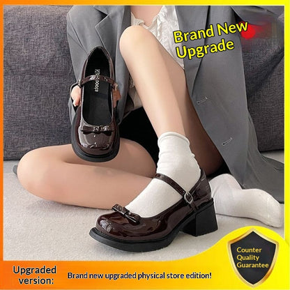 French-style Bow Mary Jane Leather Shoes For Women