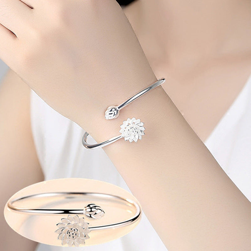 Snow Lotus Silver Bracelet Fashion Korean Version Women&