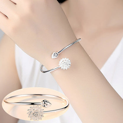 Snow Lotus Silver Bracelet Fashion Korean Version Women&