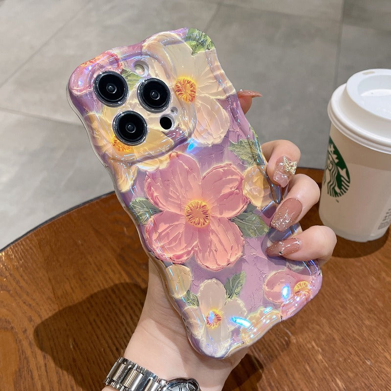 All-inclusive Drop-resistant Oil Painting Flower Soft Silicone Phone Case