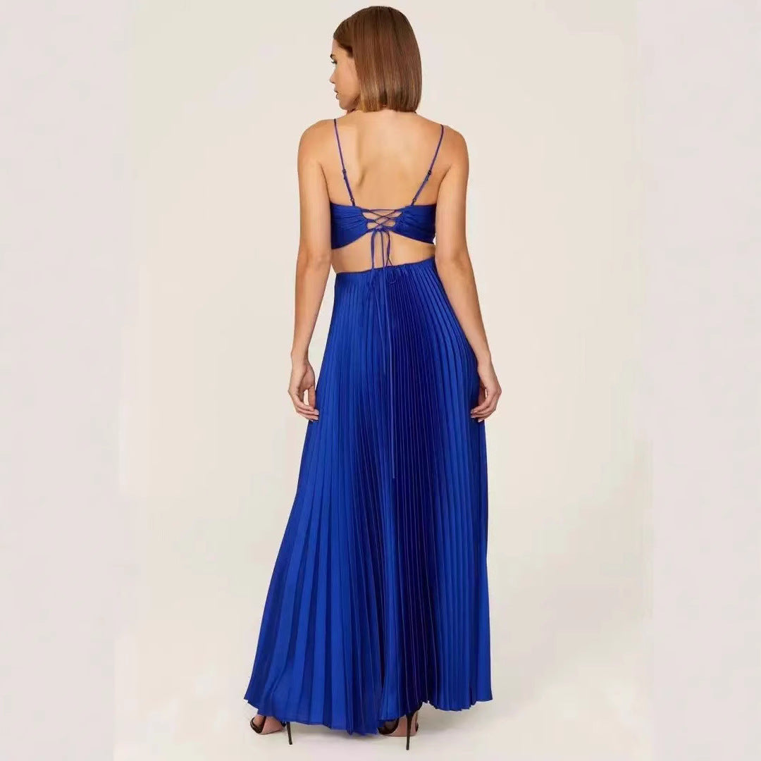 Party wear Slip Dress With Ties And Pleats