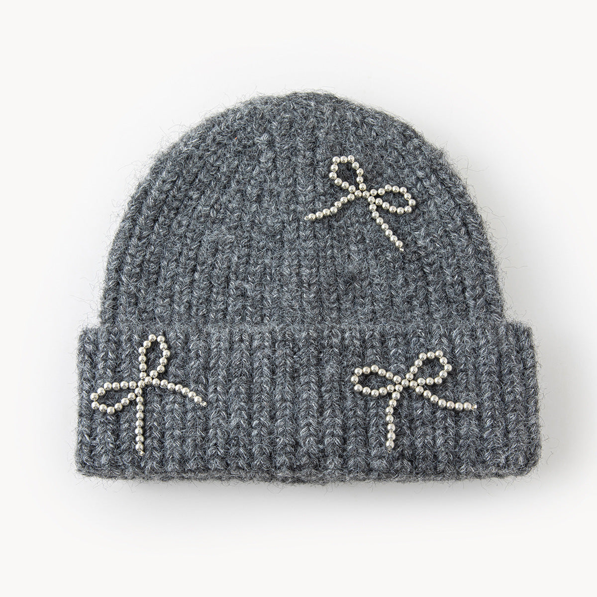 New AutumnWinter Solid-Color Bow-Knot All-Match Knitted Hat