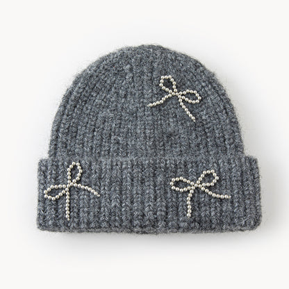 New AutumnWinter Solid-Color Bow-Knot All-Match Knitted Hat