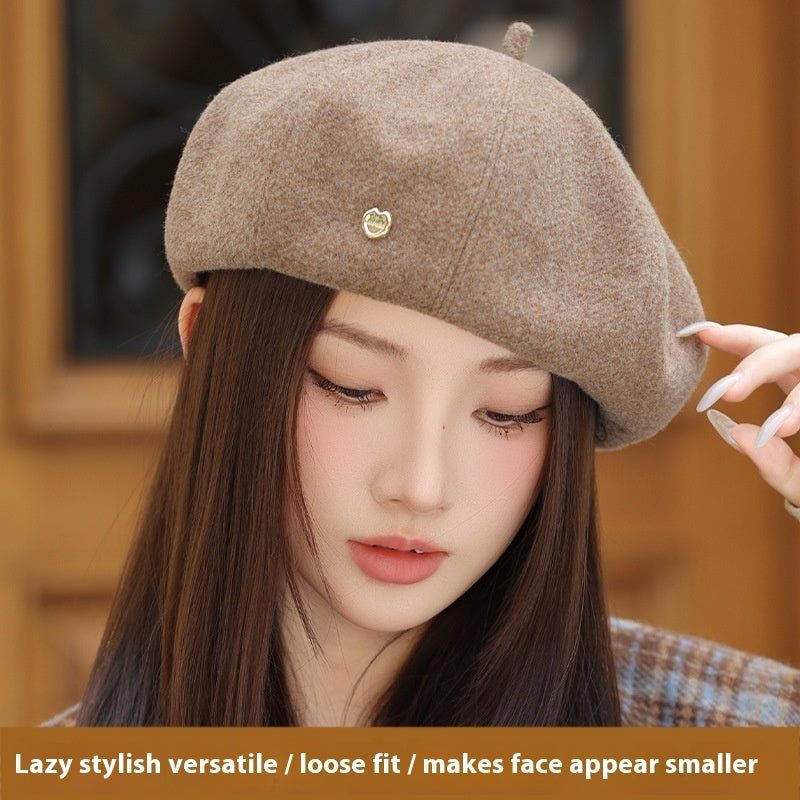 Korean Style Autumn Winter Japanese Simple Face-showing Little Wild Fashion Painter Cap