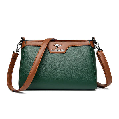 One Shoulder Soft Leather Small Square Stitching Women&
