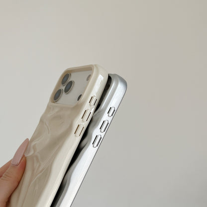 High-grade Cream White Pleated Pattern Phone Case