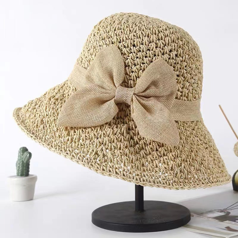 Simple Bow Japanese All-match Shade Straw Hat