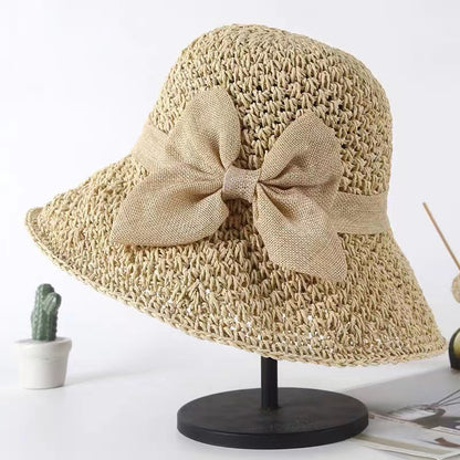Simple Bow Japanese All-match Shade Straw Hat